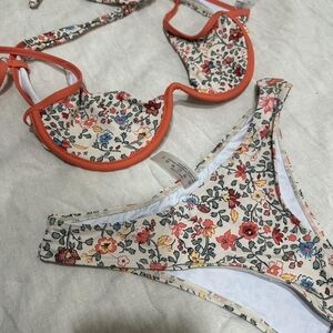 SHEIN Floral Bikini Set - Multicolor and Orange
